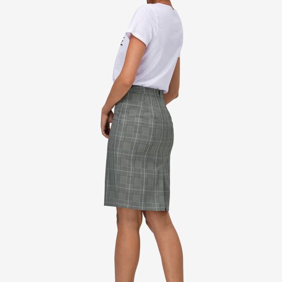 Plus size Smart Casual‎ PENCIL SKIRT Plaid gray black and white midi - Picture 2 of 4